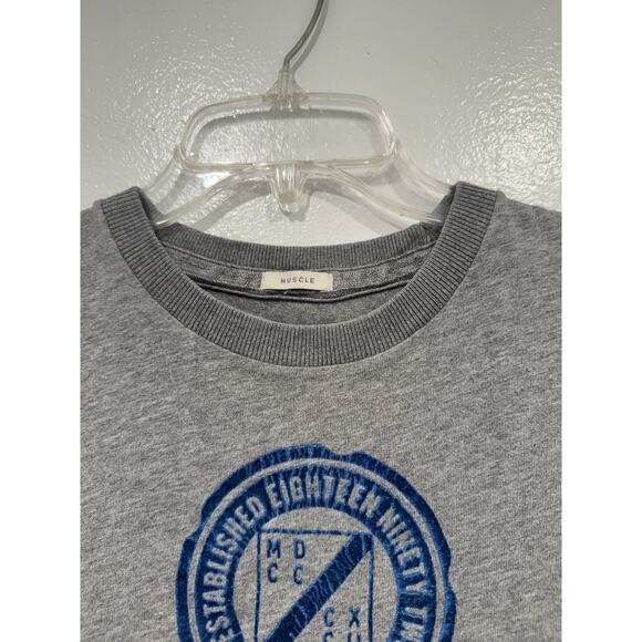 Abercrombie & Fitch Gray Muscle T Shirt Tee Size Medium Velvet Trim Preppy READ - Picture 3 of 7